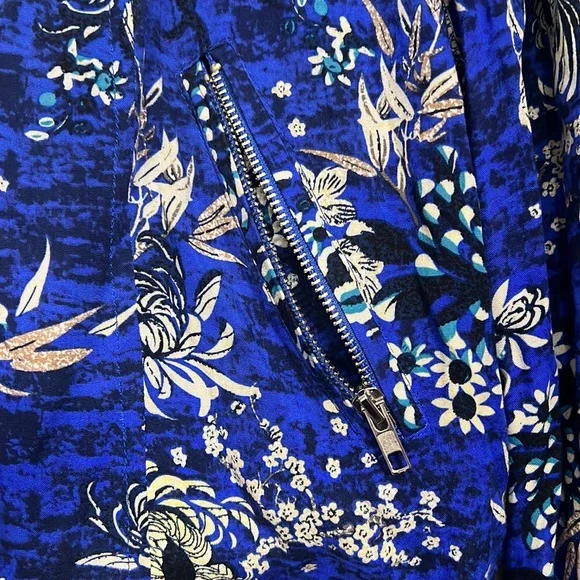 Jaase Boho Floral Cropped Blue Zipper Jacket EUC - Picture 4 of 10